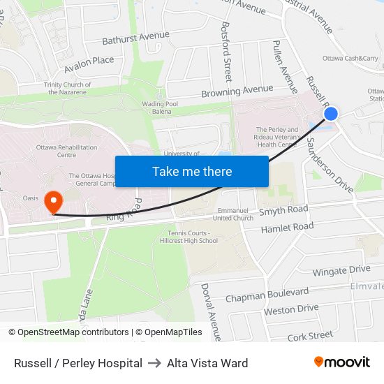 Russell / Perley Hospital to Alta Vista Ward map