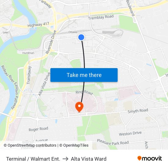 Terminal / Walmart Ent. to Alta Vista Ward map