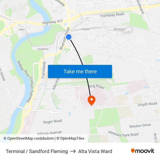 Terminal / Sandford Fleming to Alta Vista Ward map