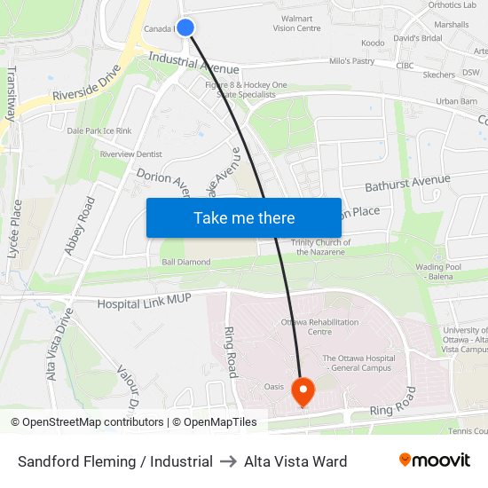 Sandford Fleming / Industrial to Alta Vista Ward map