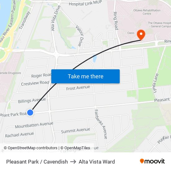 Pleasant Park / Cavendish to Alta Vista Ward map