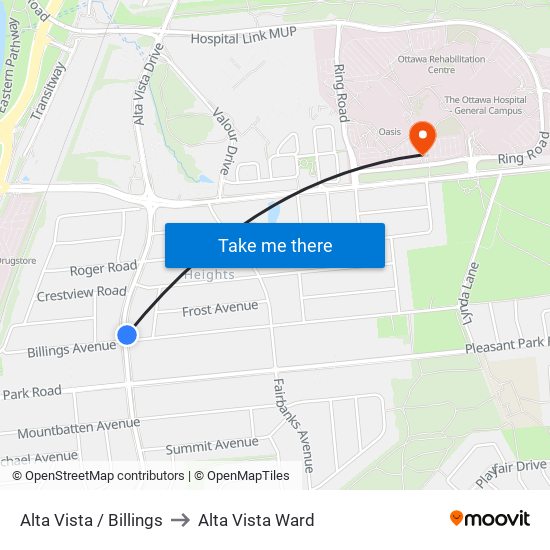 Alta Vista / Billings to Alta Vista Ward map