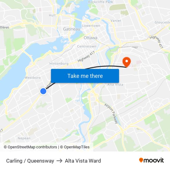 Carling / Queensway to Alta Vista Ward map