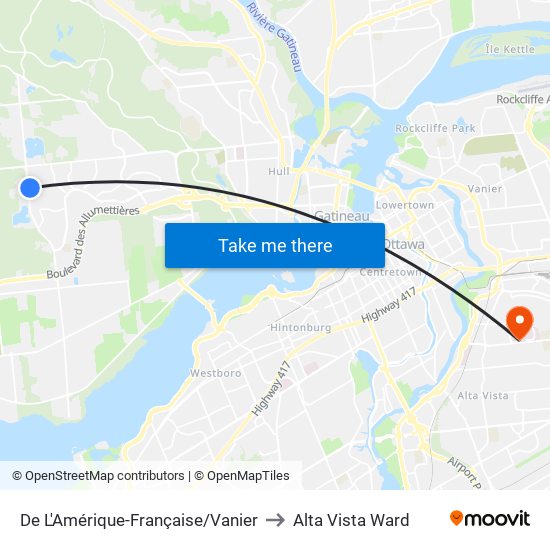 De L'Amérique-Française/Vanier to Alta Vista Ward map