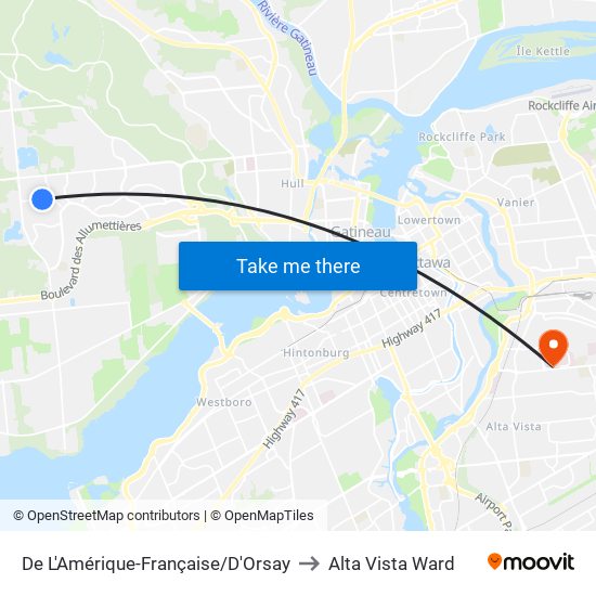 De L'Amérique-Française/D'Orsay to Alta Vista Ward map