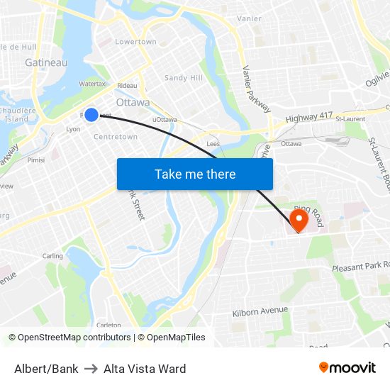 Albert/Bank to Alta Vista Ward map