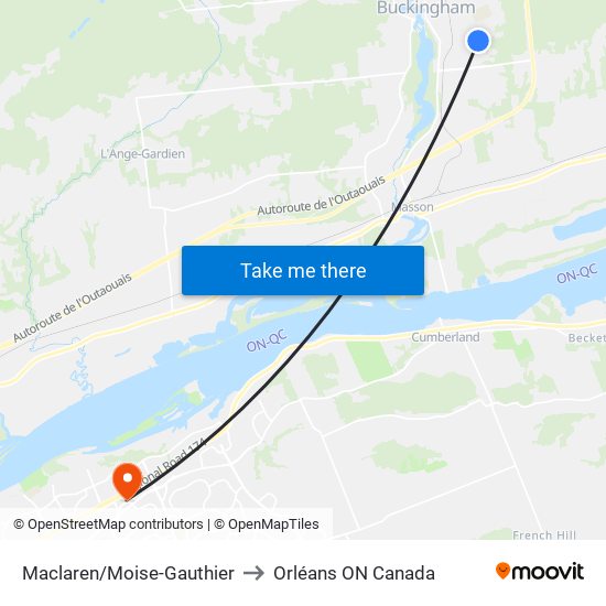 Maclaren/Moise-Gauthier to Orléans ON Canada map