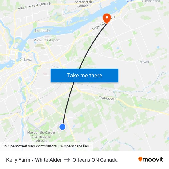 Kelly Farm / White Alder to Orléans ON Canada map