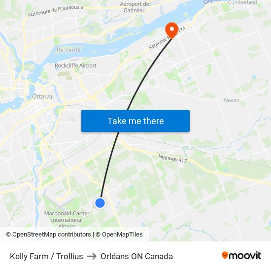 Kelly Farm / Trollius to Orléans ON Canada map