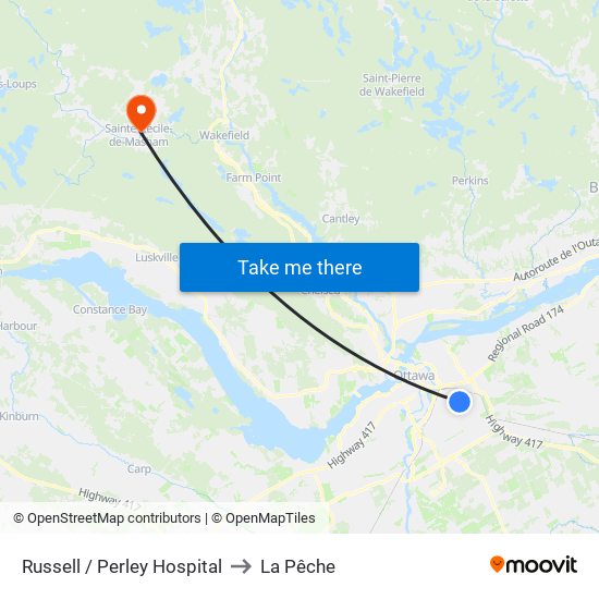 Russell / Perley Hospital to La Pêche map
