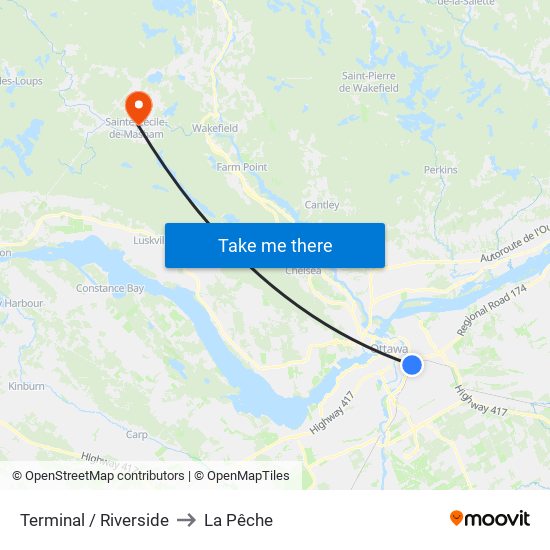 Terminal / Riverside to La Pêche map