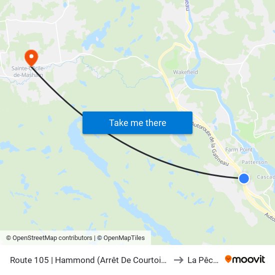 Route 105 | Hammond (Arrêt De Courtoisie) to La Pêche map