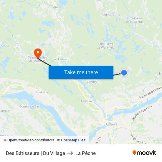 Des Bâtisseurs | Du Village to La Pêche map