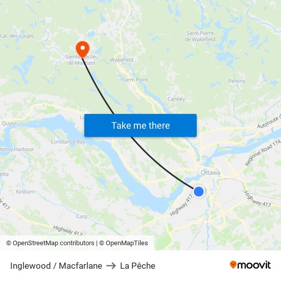 Inglewood / Macfarlane to La Pêche map