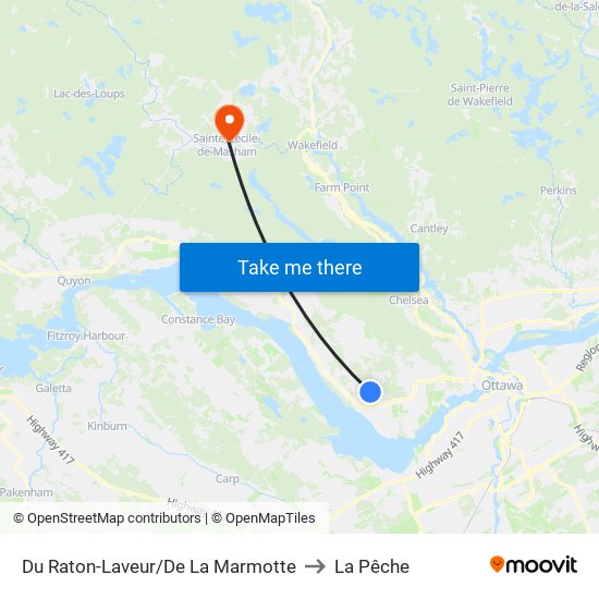 Du Raton-Laveur/De La Marmotte to La Pêche map