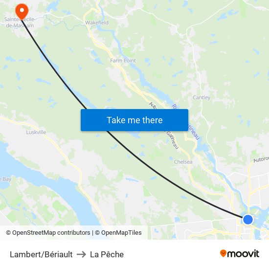 Lambert/Bériault to La Pêche map