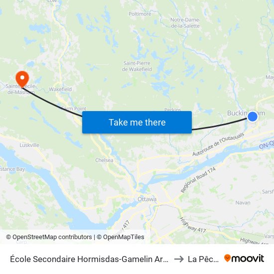 École Secondaire Hormisdas-Gamelin Arrivée to La Pêche map