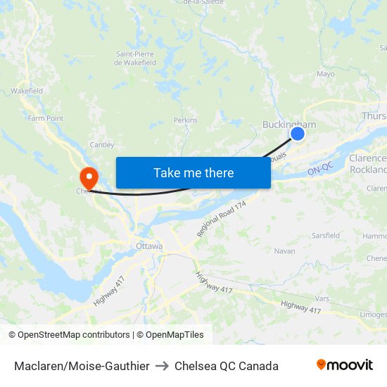 Maclaren/Moise-Gauthier to Chelsea QC Canada map