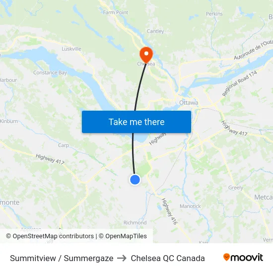 Summitview / Summergaze to Chelsea QC Canada map