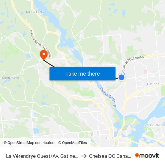 La Vérendrye Ouest/Av. Gatineau to Chelsea QC Canada map