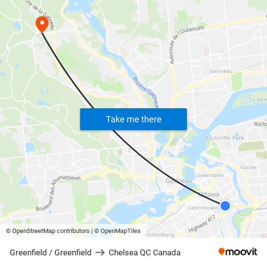 Greenfield / Greenfield to Chelsea QC Canada map