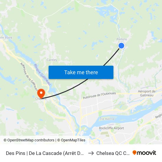 Des Pins | De La Cascade (Arrêt De Courtoisie) to Chelsea QC Canada map