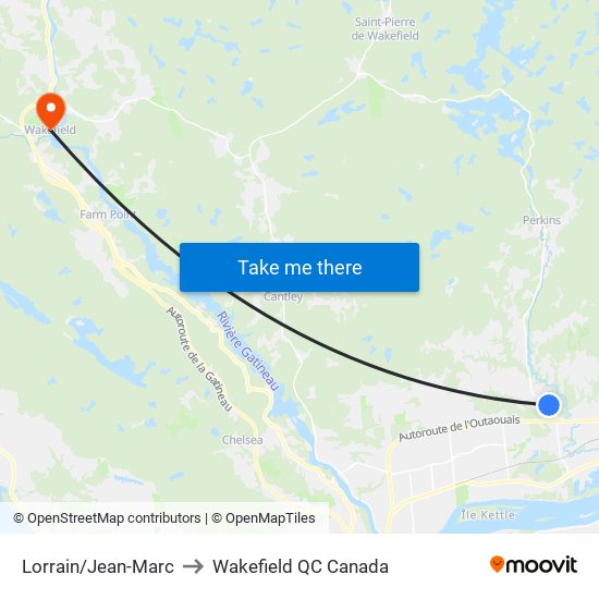 Lorrain/Jean-Marc to Wakefield QC Canada map