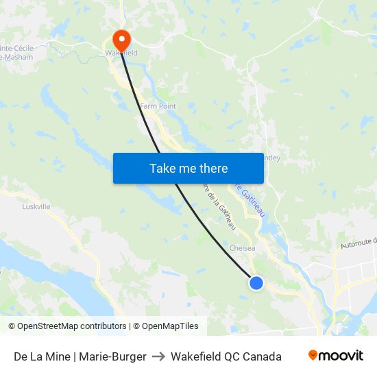 De La Mine | Marie-Burger to Wakefield QC Canada map