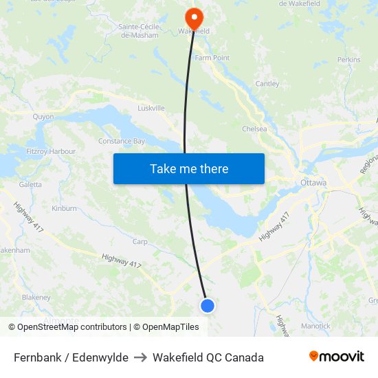 Fernbank / Edenwylde to Wakefield QC Canada map