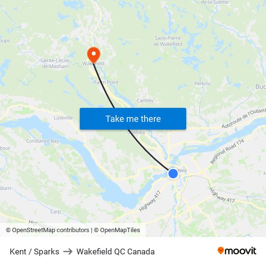 Kent / Sparks to Wakefield QC Canada map