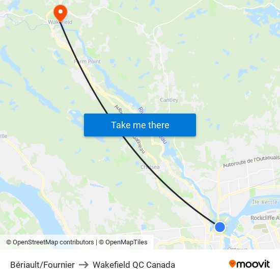 Bériault/Fournier to Wakefield QC Canada map