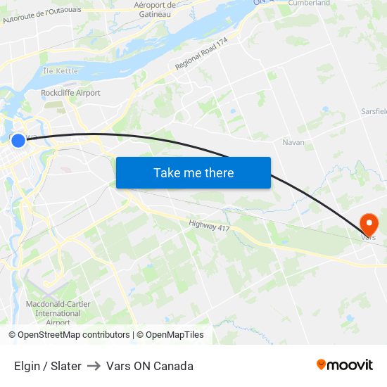 Elgin / Slater to Vars ON Canada map