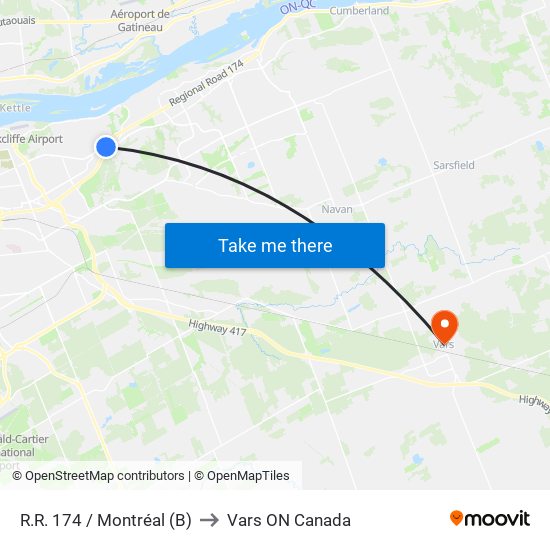 R.R. 174 / Montréal (B) to Vars ON Canada map