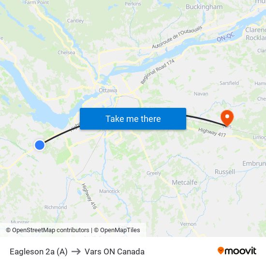 Eagleson 2a (A) to Vars ON Canada map