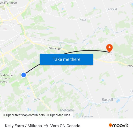 Kelly Farm / Miikana to Vars ON Canada map