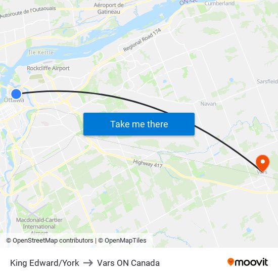 King Edward/York to Vars ON Canada map