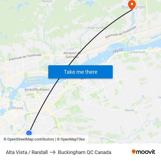 Alta Vista / Randall to Buckingham QC Canada map