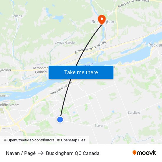 Navan / Pagé to Buckingham QC Canada map