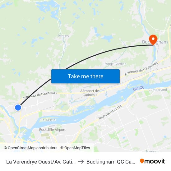 La Vérendrye Ouest/Av. Gatineau to Buckingham QC Canada map