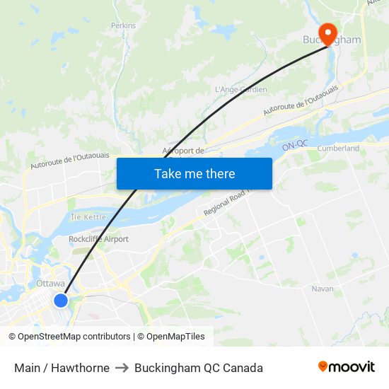 Main / Hawthorne to Buckingham QC Canada map