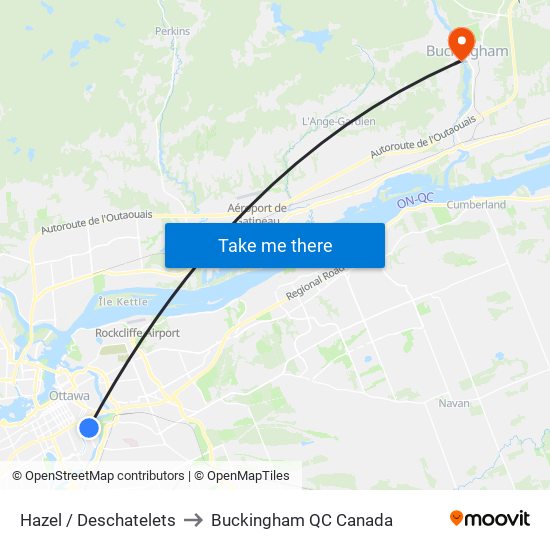 Hazel / Deschatelets to Buckingham QC Canada map