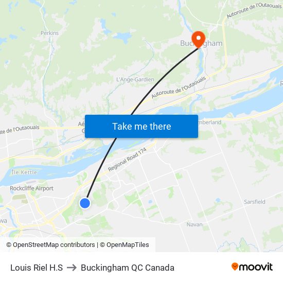 Louis Riel H.S to Buckingham QC Canada map