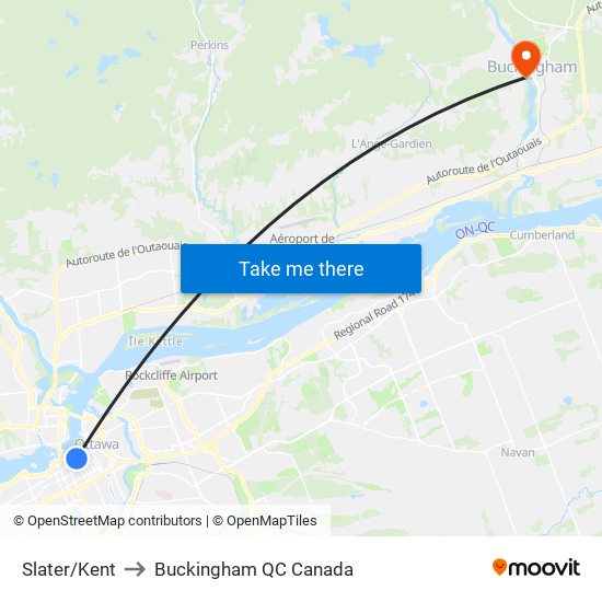 Slater/Kent to Buckingham QC Canada map