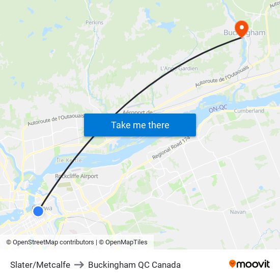 Slater/Metcalfe to Buckingham QC Canada map