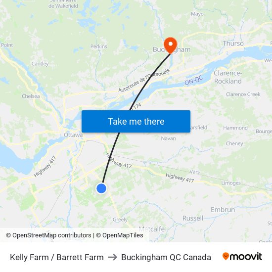 Kelly Farm / Barrett Farm to Buckingham QC Canada map