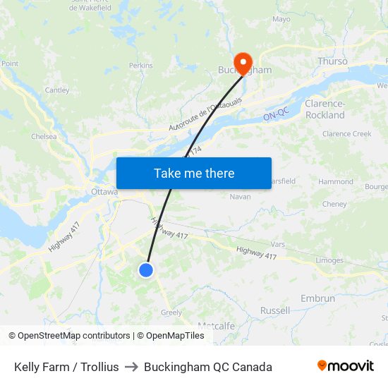 Kelly Farm / Trollius to Buckingham QC Canada map