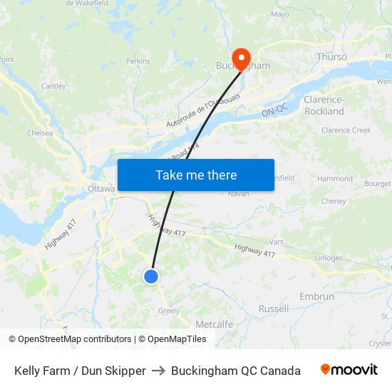 Kelly Farm / Dun Skipper to Buckingham QC Canada map