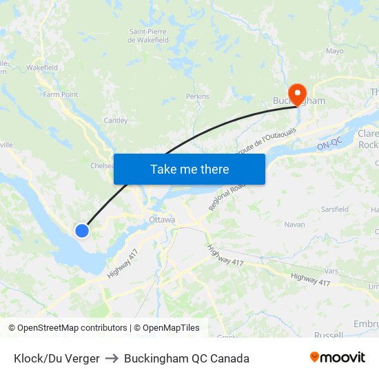 Klock/Du Verger to Buckingham QC Canada map