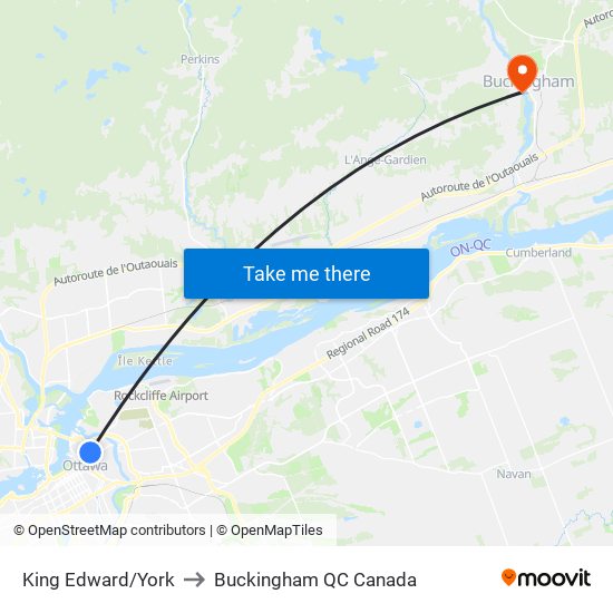 King Edward/York to Buckingham QC Canada map