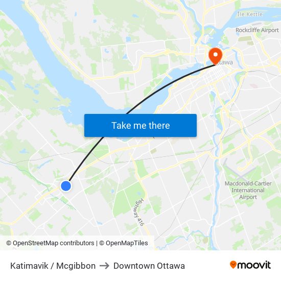 Katimavik / Mcgibbon to Downtown Ottawa map